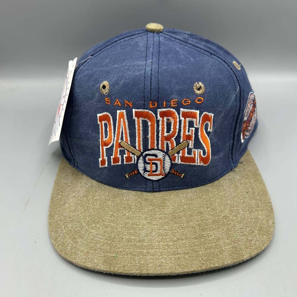 Vintage San Diego Padres Hat Men Blue Brown Signatures Snap Back Cap New
